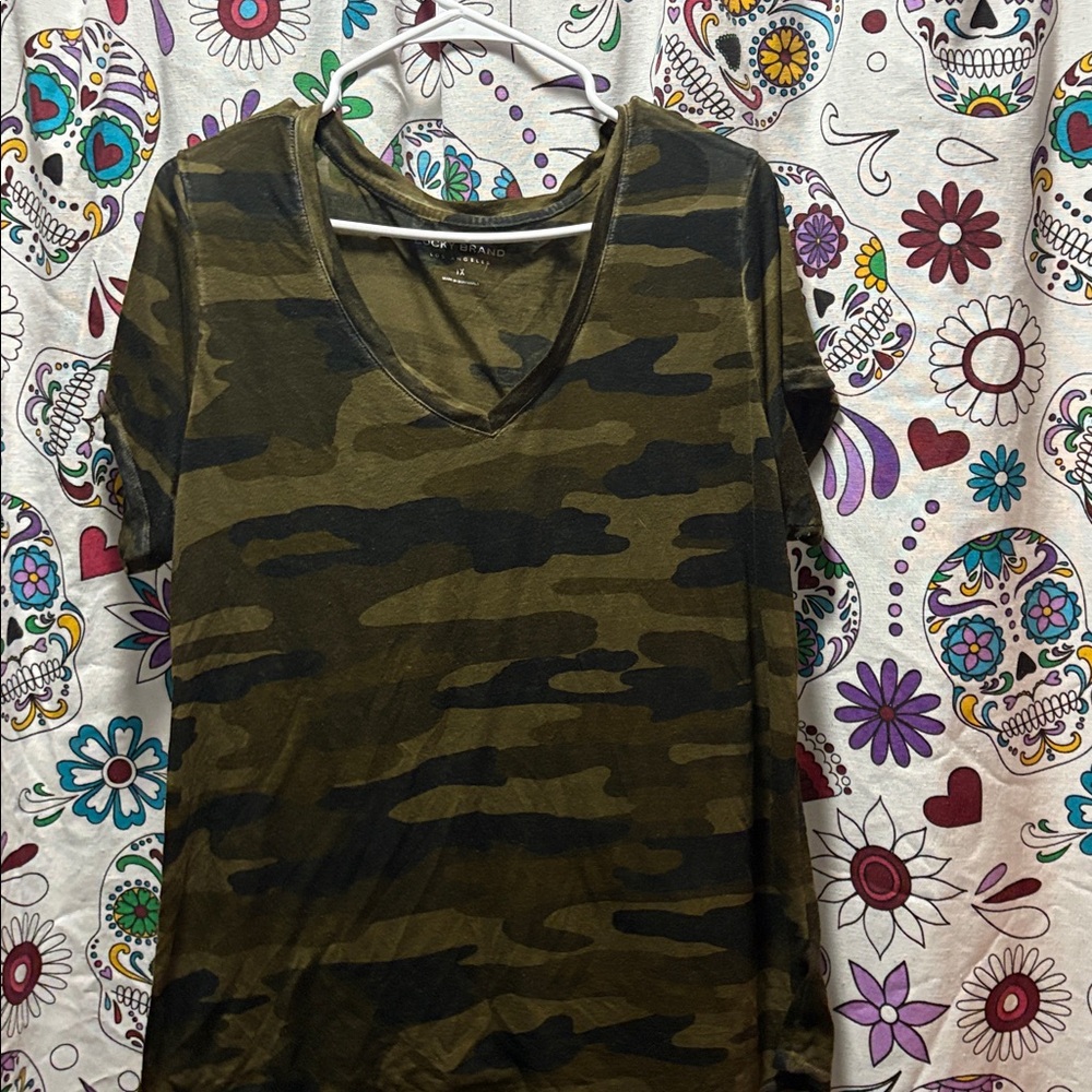 Lucky Brand Camouflage V-Neck Tee